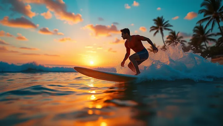 Surfer's Journey Along Scenic Shores