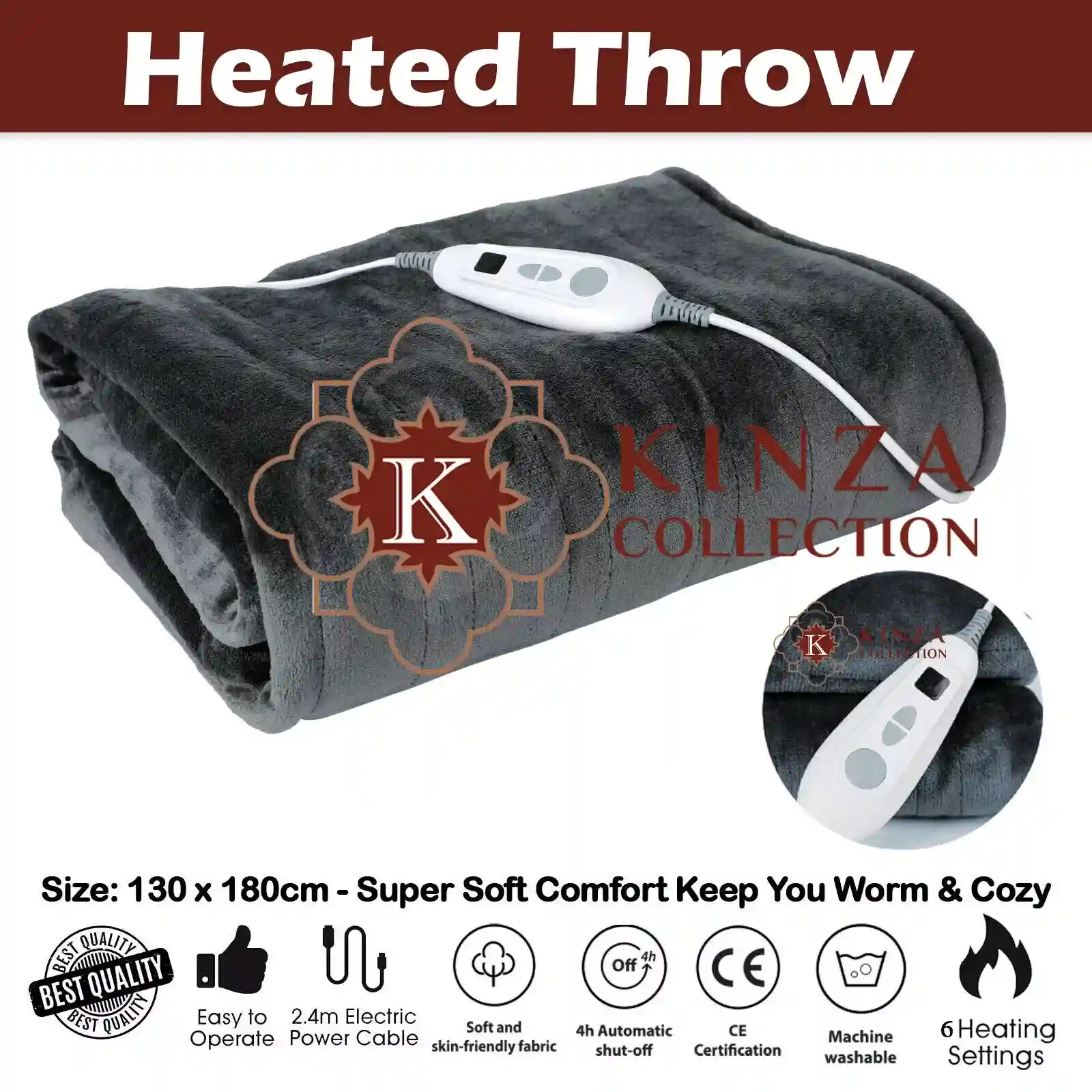 Premium Electric Heated Throw Soft Fleece Winter Over Blanket Digital Controller