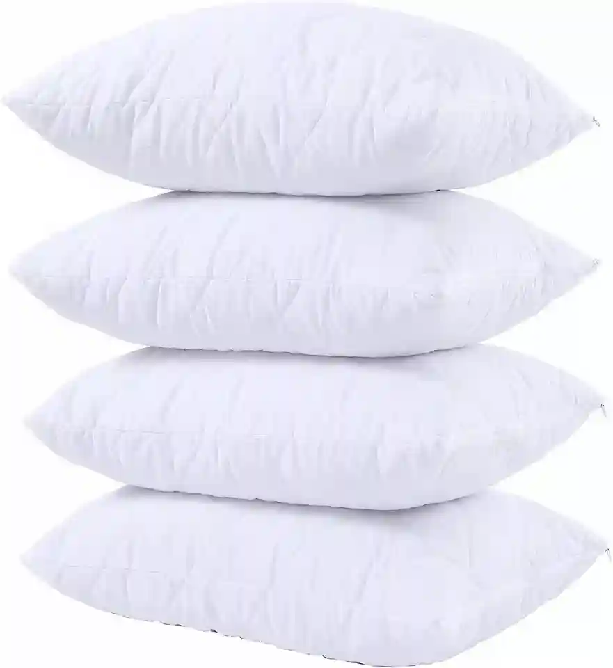 Waterproof Quilted Zipped Pillow Protectors 100% Cotton Pillows Cover Pack of 4