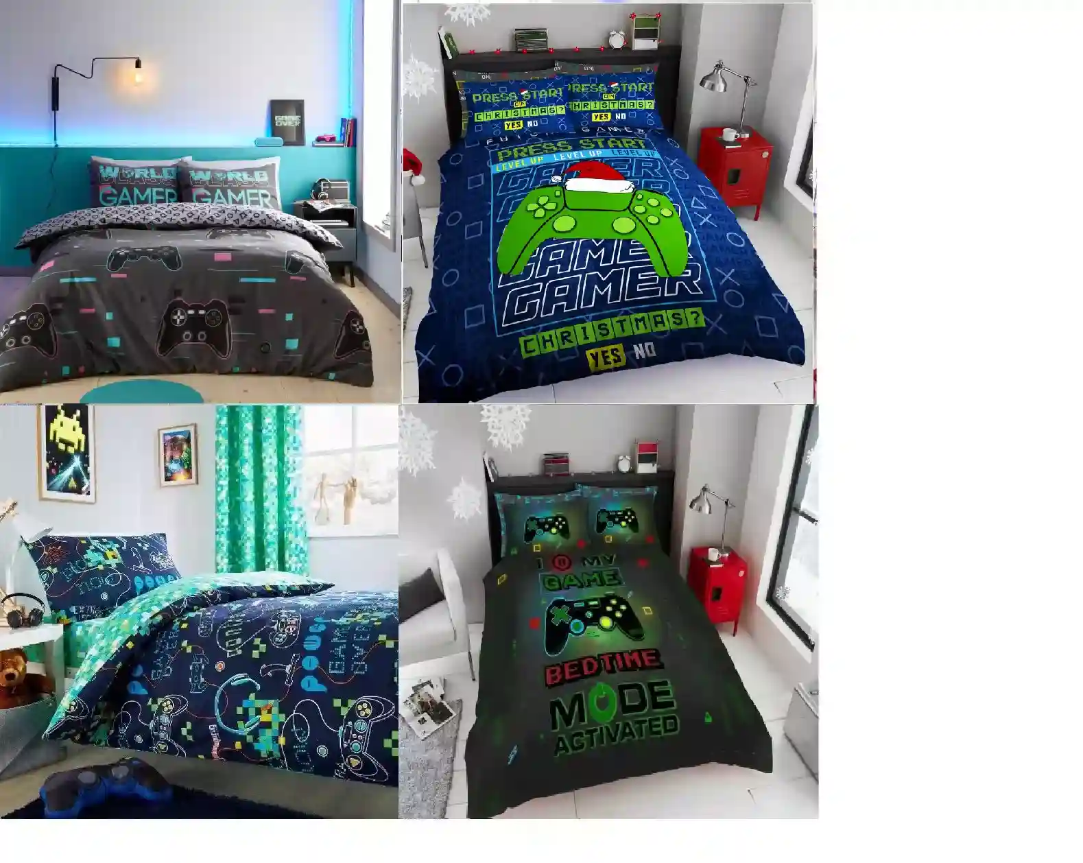 GAMER DUVET COVER SET Reversible Quilt Bedding Set Single Double