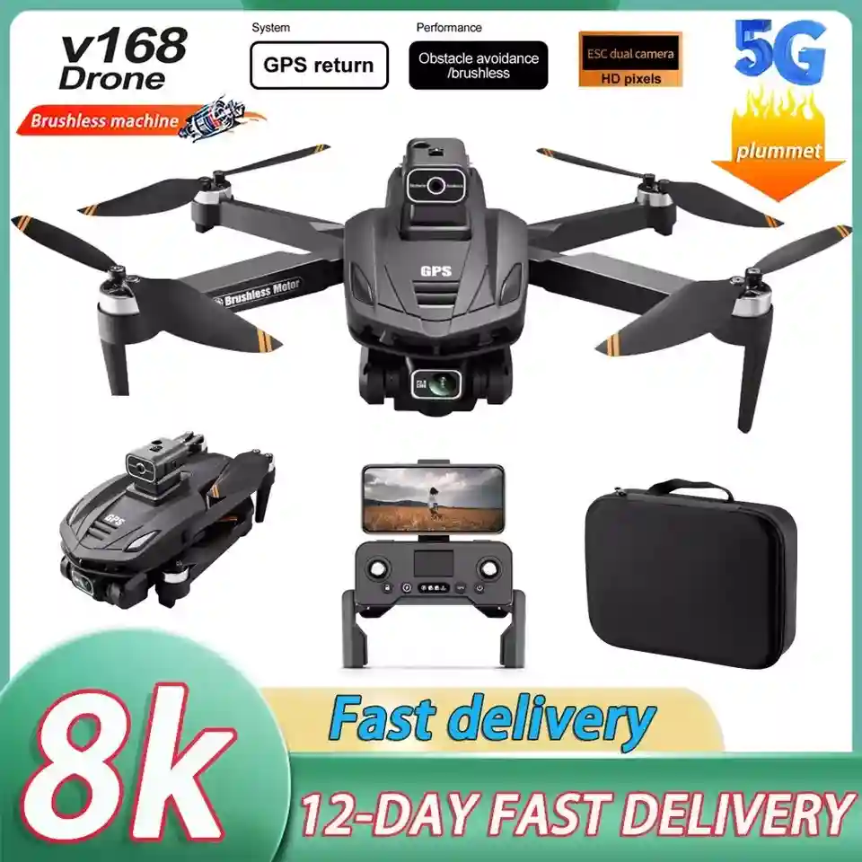 V168 MAX-Professional 8K GPS Drones with HD Camera, Brushless Engine FPV 5G Wi