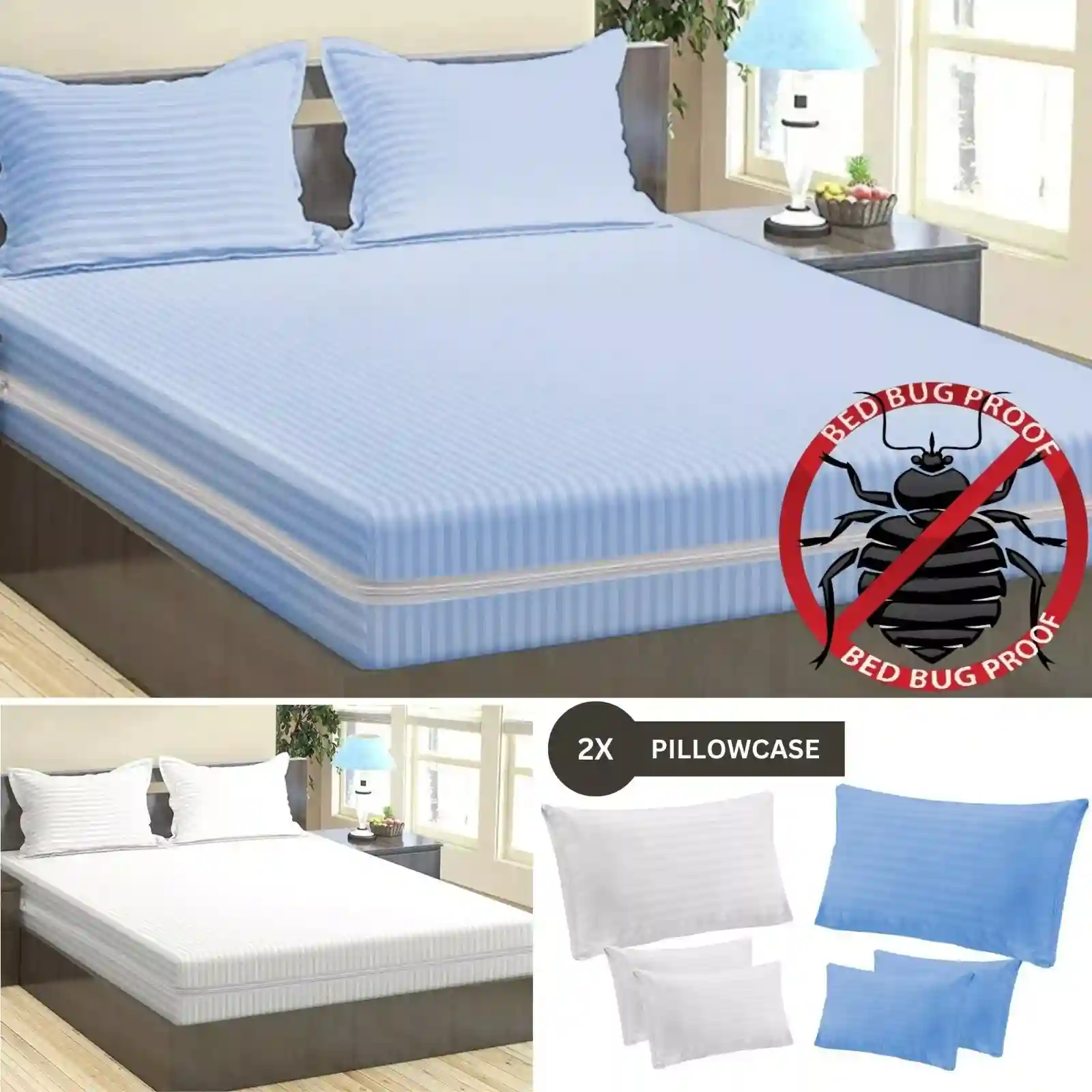 Zipped Mattress Cover Protector ANTI BED BUG Total Encasement Double Super King