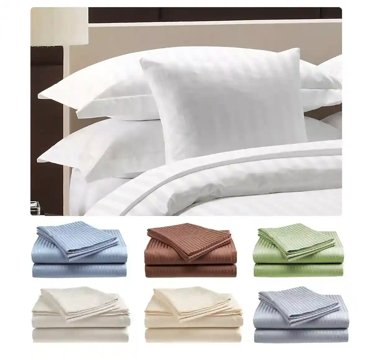 Deluxe Hotel 400 Thread Count 100% Cotton Sateen Dobby Stripe Bed Sheet Set