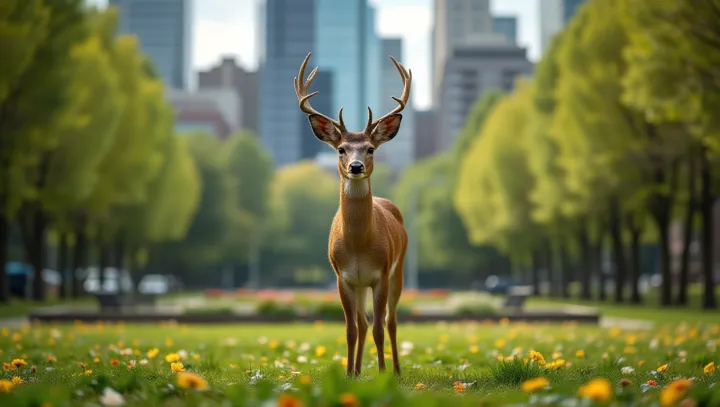 กวางที่มีเสน่ห์จับหัวใจใน Urban Park