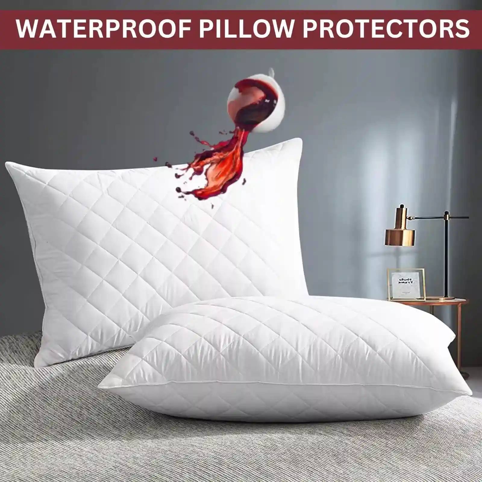 WATERPROOF Quilted Zipped Pillow Protectors Cover 2 4 PACK Anti Bug Pillow Cases