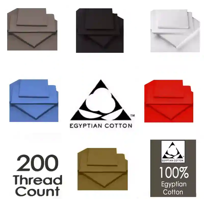 Luxury 100% Egyptian Cotton Fitted , Flat Sheets 200 Thread Count All Sizes