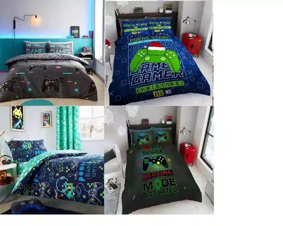 GAMER DUVET COVER SET Reversible Quilt Bedding Set Single Double