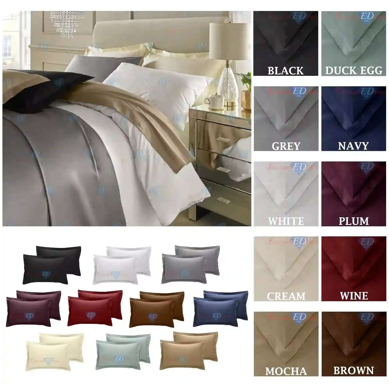 400TC Thread Count 100% Egyptian Cotton Extra Deep Fit / Fitted / Flat Bedsheets