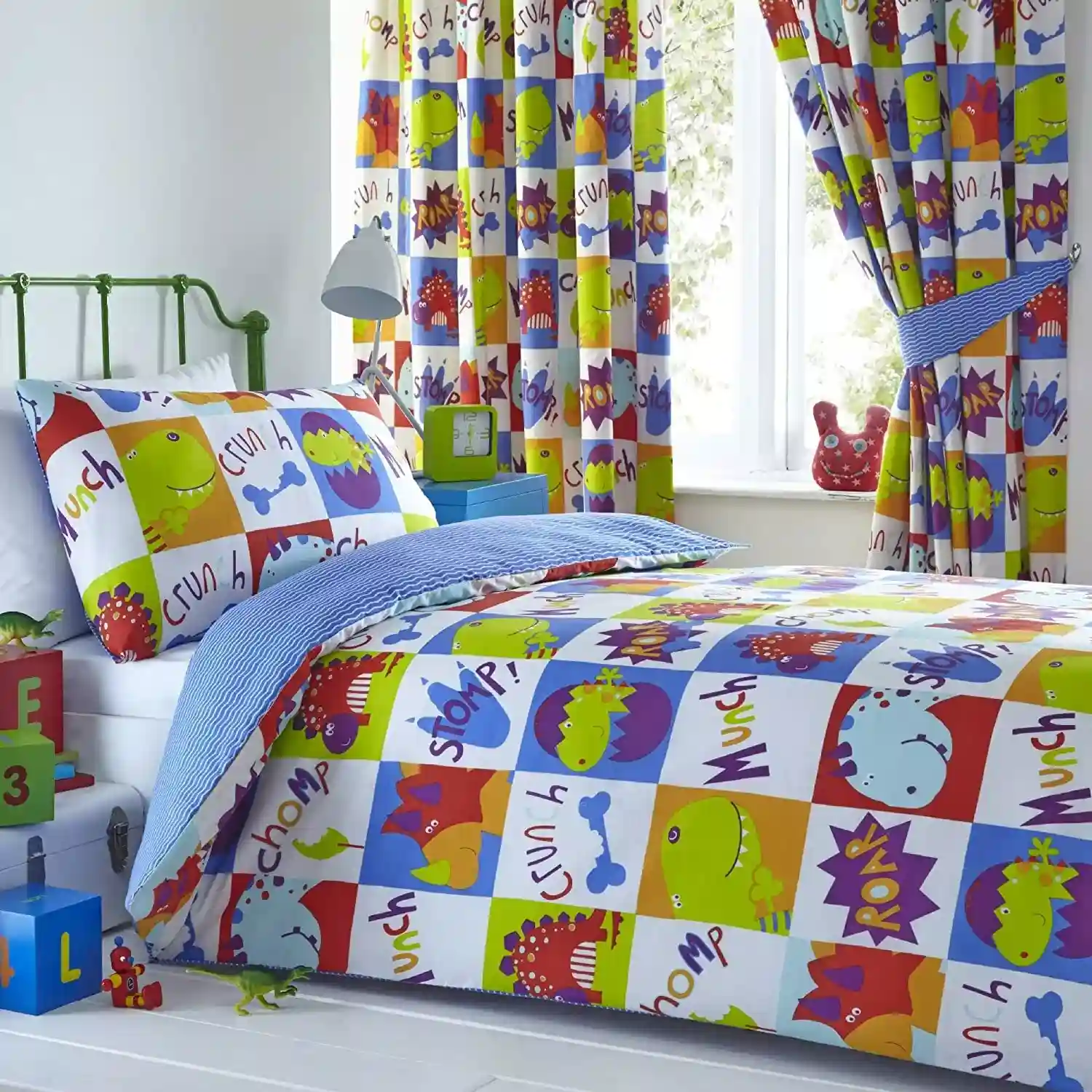 Children's Toddler Junior Cot Bed Dinosaur Duvet Cover Set - 120cm x 150cm