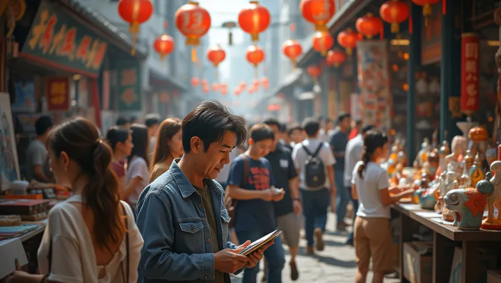 Vibrant Market: Canvas of Guangdong's Art
