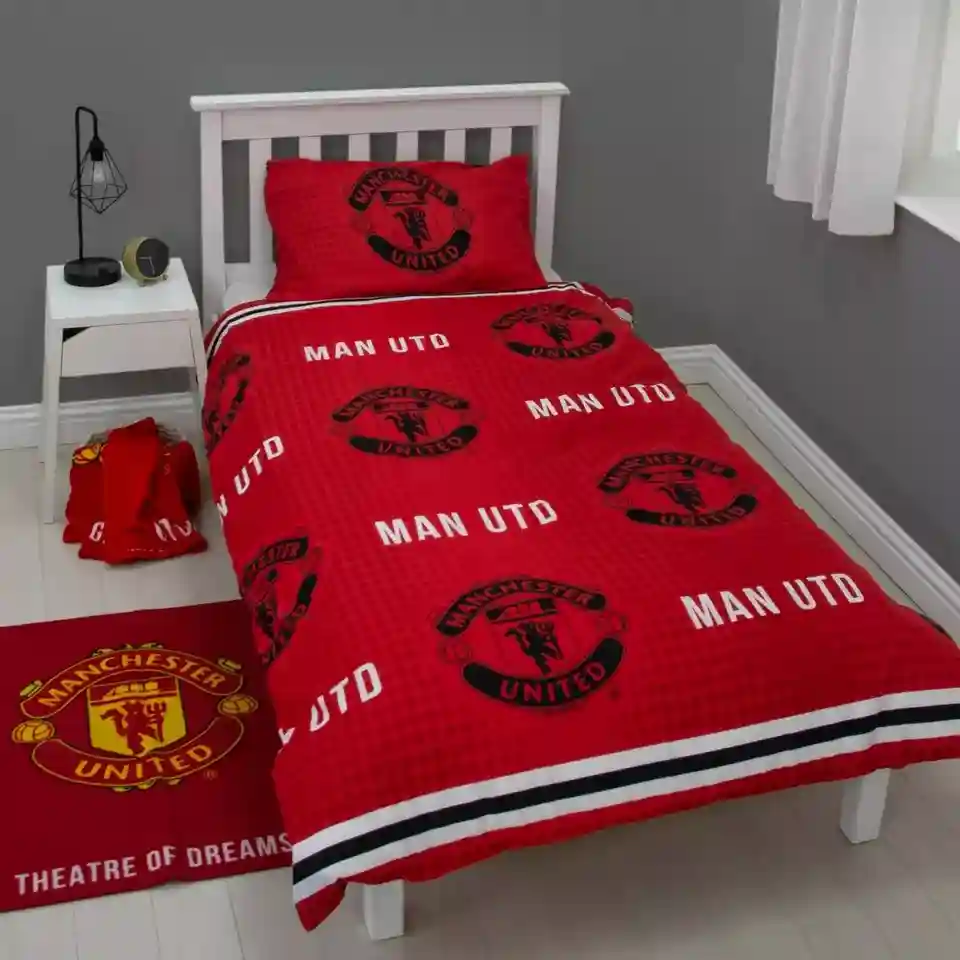 MANCHESTER UNITED FC HONOUR SINGLE DUVET COVER SET RED FOOTBALL BEDDING MAN UTD