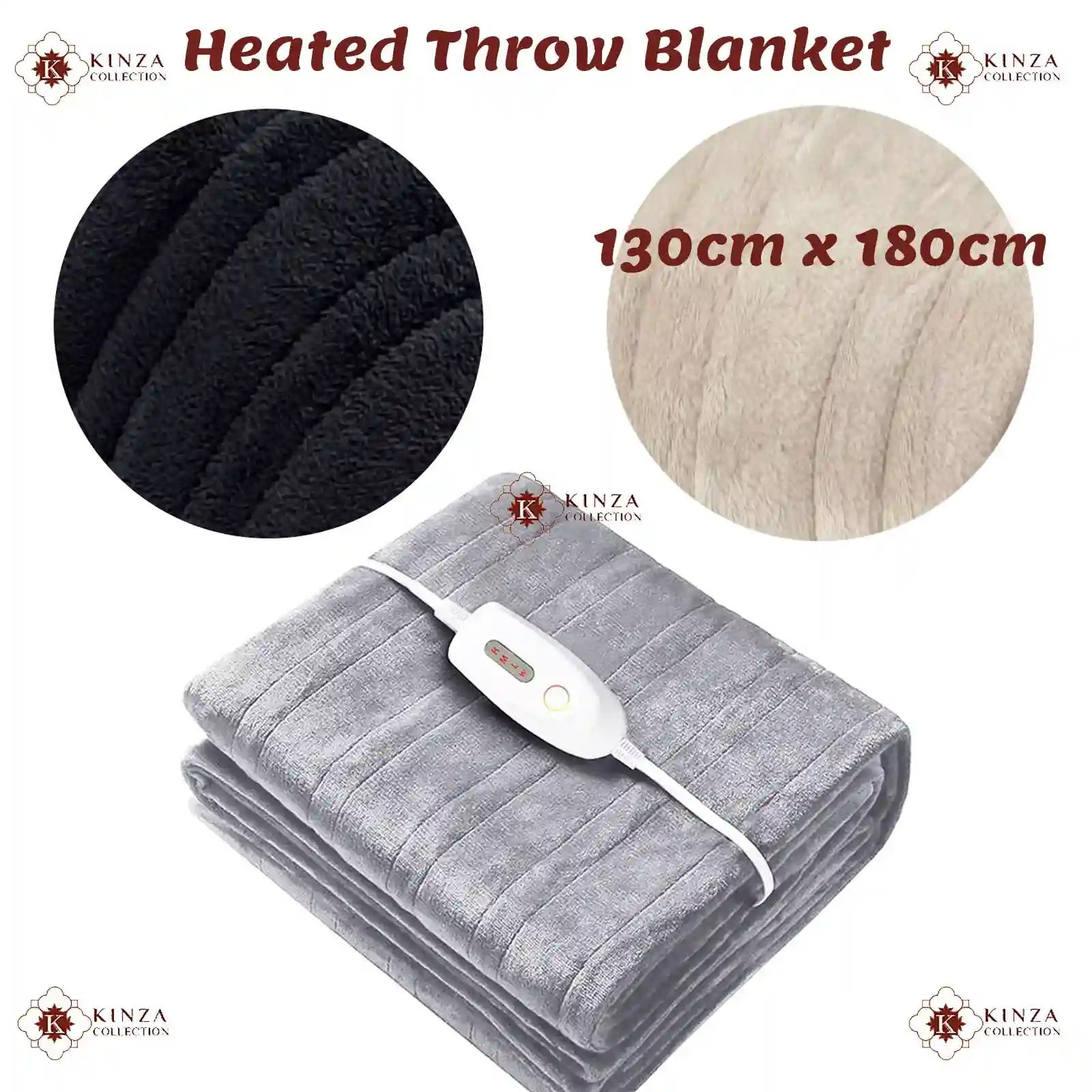 New Electric Over Heated Throw Fleece Blanket 6 Heat Settings 130cm x 180cm