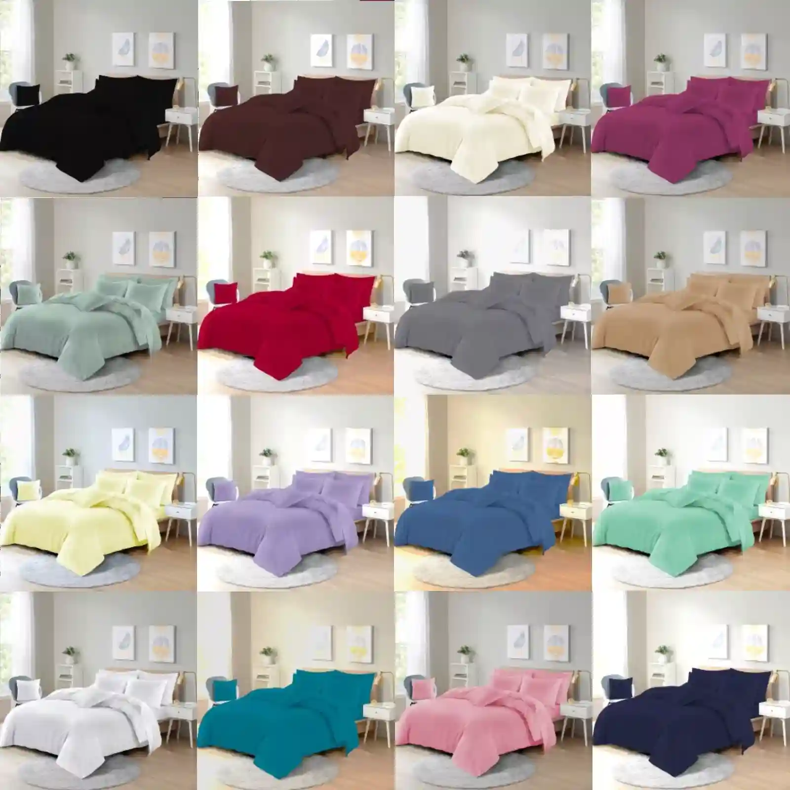 Non Iron Percale Duvet Cover with Pillowcase Bedding Set Single Double King Size