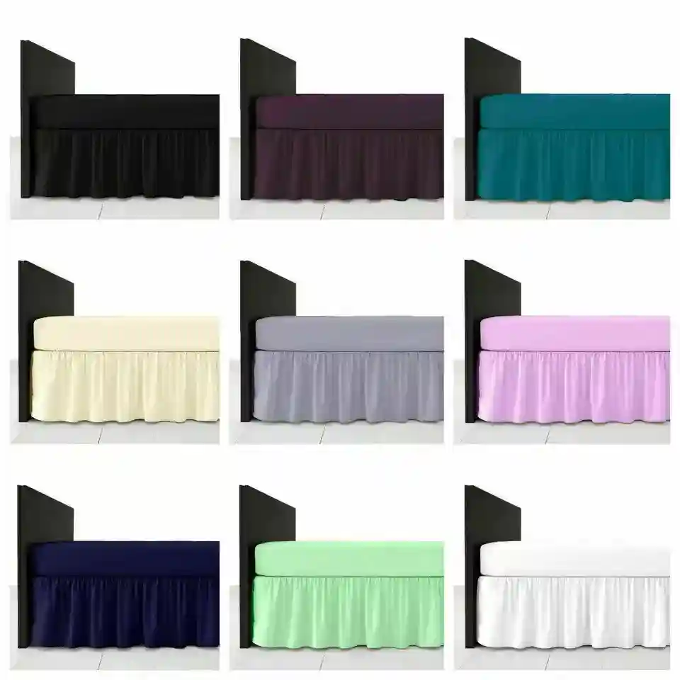 Plain Fitted Base Valance Sheet Poly Cotton Bed Skirt Single Double Super King