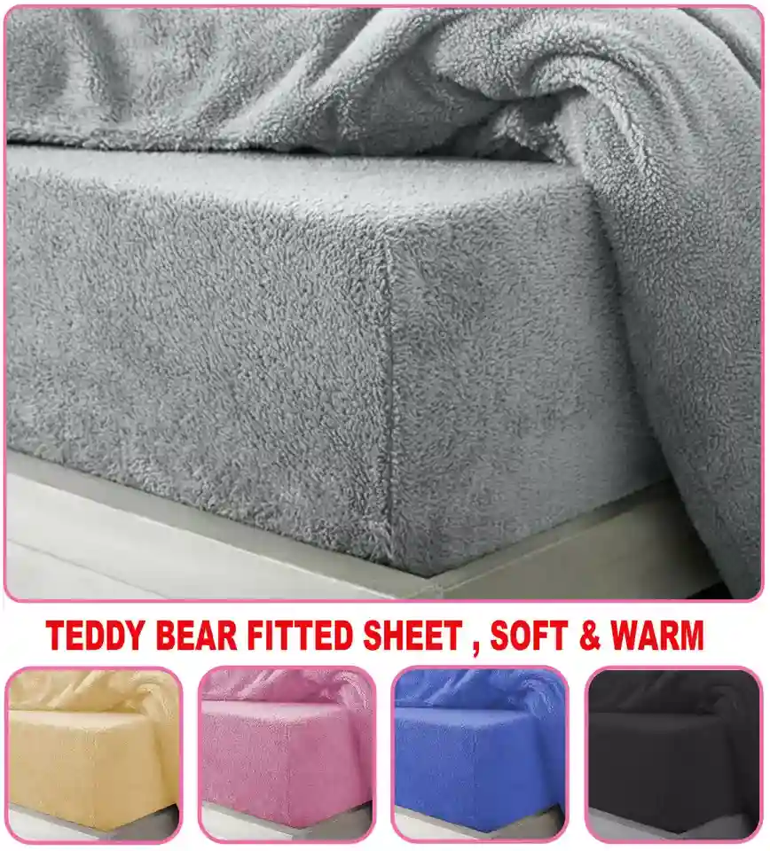 Extra Deep Teddy Fleece Fitted Sheet Luxury Cosy Warm Bed Sheet Double King Size