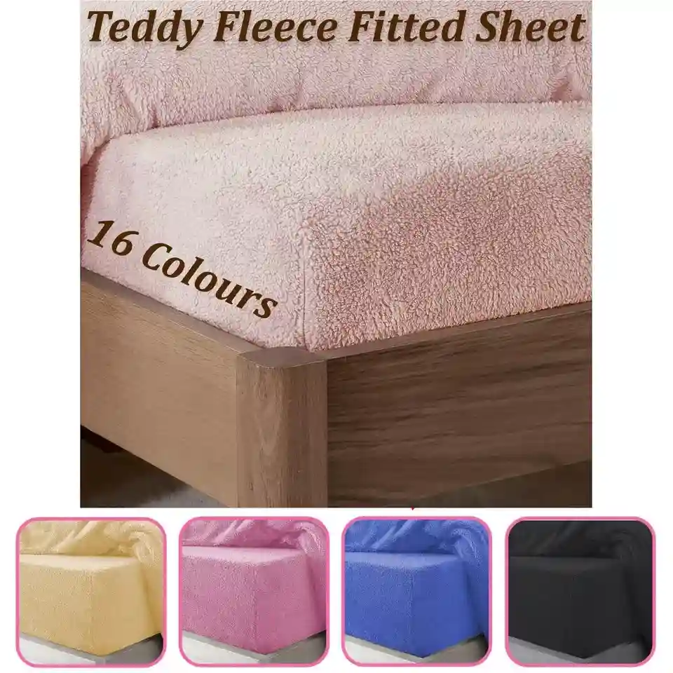 Deep Teddy Fleece Fitted Sheet Cosy Warm Luxury Bed Sheet Single Double King