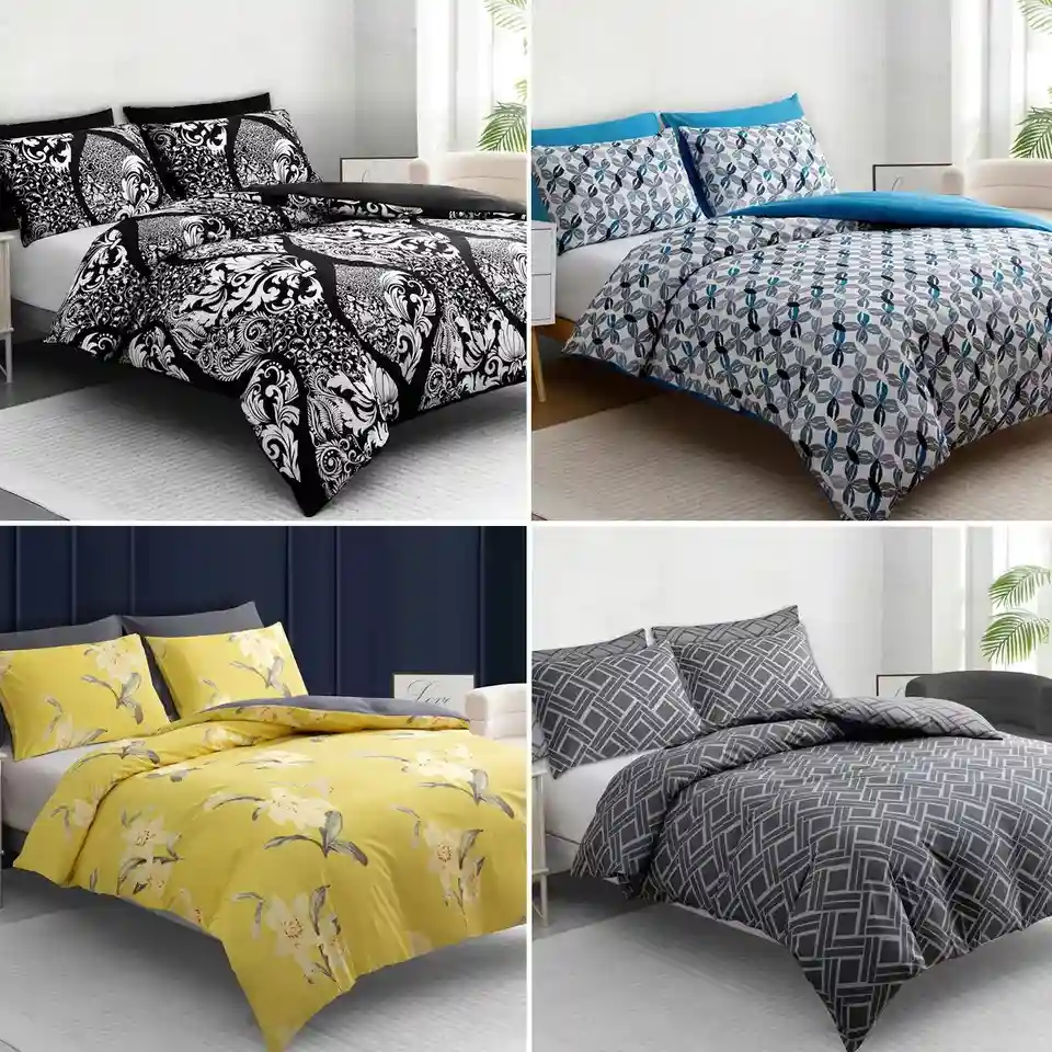 Duvet Cover Set King Size Reversible Luxury Quilt Cover Set Bedding Set Double