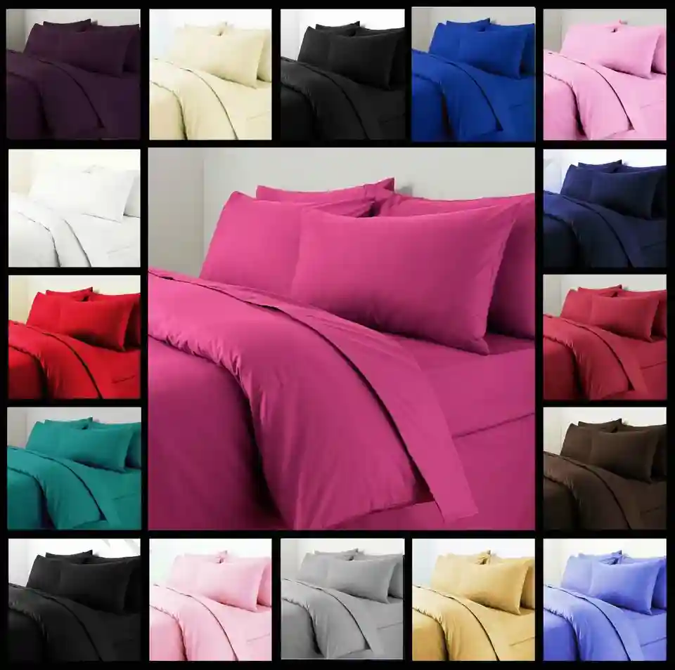 Plain Duvet Cover with Pillow Case Quilt Covers Bedding Single Double Super King