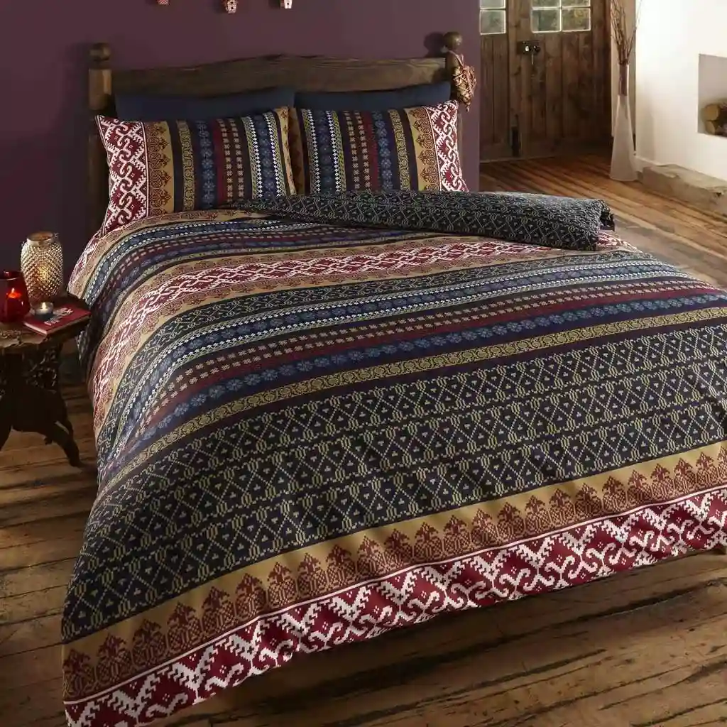 ORKNEY REVERSIBLE GEOMETRIC ETHNIC PRINTED DUVET SET SB, DB, KS OR SKS