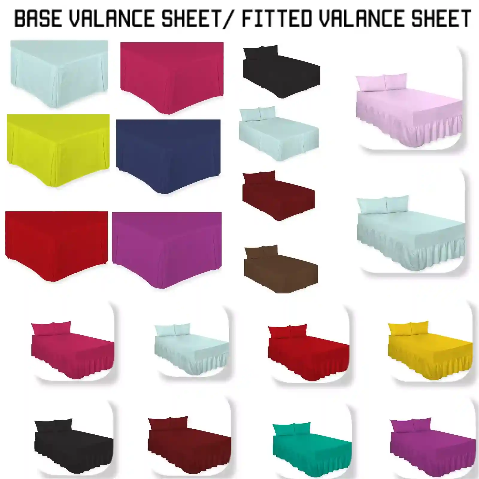 Fitted Valance Sheet OR Base Valance Sheet Plain Dyed Polycotton Soft Bed Sheets