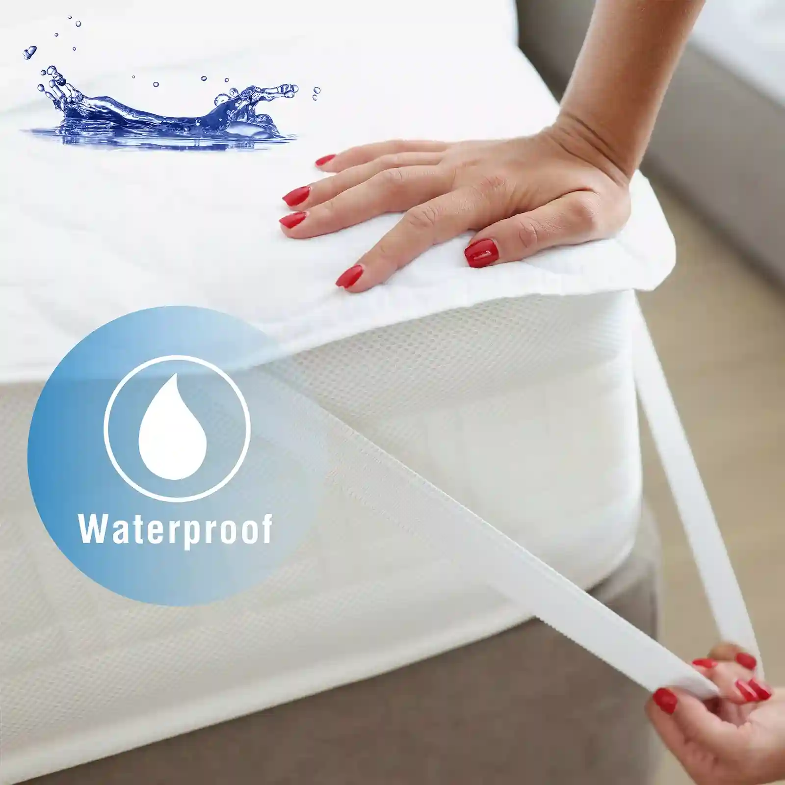 Quilted Mattress Waterproof Protector with Strap Mattress Cover Topper Soft Cosy