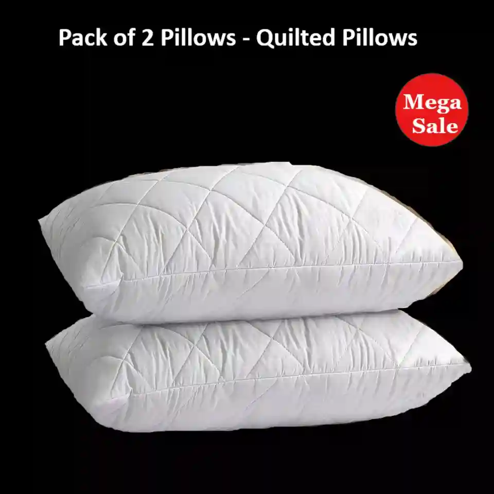 Quilted Pillows Hollowfiber 2 Pack Extra Deep Hotel Quality Bounce Back 48x74cm